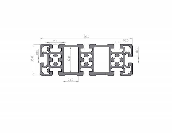 Aluminiumprofil 150x50 Nut 10 B-Typ